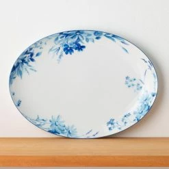 14 in. White/Blue) Blossom Road White Porcelain Oval Platter by Noritake -Cheap Noritake Store noritake platters 1732 413 31 1000