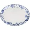 14 in. White/Blue Bloomington Road White Porcelain Oval Platter by Noritake