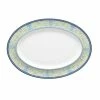 Menorca Palace Blue/Yellow White Bone China Medium Oval Platter 14 in. by Noritake