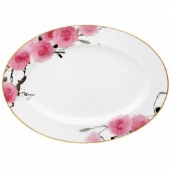 14 in. White Yae Bone China Oval Platter by Noritake