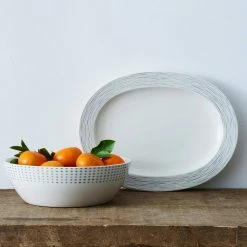 Grey/White Hammock Porcelain Oval Platter 14 in. by Noritake -Cheap Noritake Store noritake platters 9353 413 4f 1000