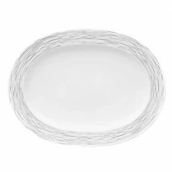 Grey/White Hammock Porcelain Oval Platter 14 in. by Noritake
