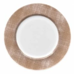 Khaki/White Hammock Porcelain Round Platter 12-1/2 in. by Noritake