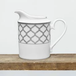 Eternal Palace White and Platinum White Porcelain Creamer, 9 oz. by Noritake -Cheap Noritake Store noritake sugar bowls 1717 425 4f 1000