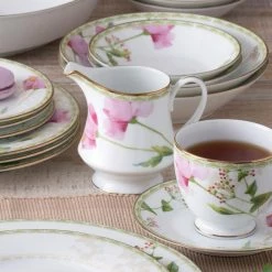 Poppy Place Porcelain 8 oz. White & Pink Creamer by Noritake -Cheap Noritake Store noritake sugar bowls 1737 425 4f 1000