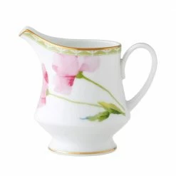 Poppy Place Porcelain 8 oz. White & Pink Creamer by Noritake