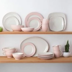 Colorwave Pink Stoneware 4-Piece Square Place Setting (Service for 1) by Noritake 5 Colorwave Pink Stoneware 4-Piece Square Place Setting (Service for 1) by Noritake -Cheap Noritake Store pink noritake dinnerware sets 5112 04p 4f 1000