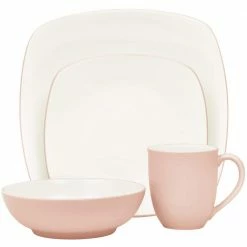 Colorwave Pink Stoneware 4-Piece Square Place Setting (Service for 1) by Noritake