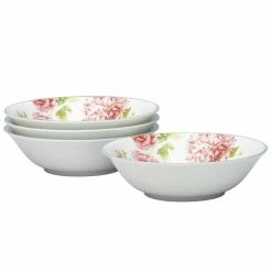 Peony Pageant 15.5 fl.oz White/Pink Bone China Cereal Bowl 6-1/2 in. (Set of 4) by Noritake