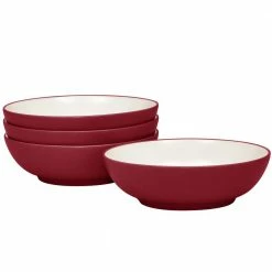 Colorwave 7 in. 22 (fl.oz.) Raspberry Red Stoneware Cereal Bowl/Soup Bowl (Set of 4) by Noritake