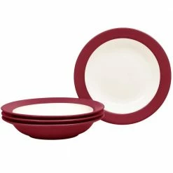 Colorwave 8-1/2 in. 20 (fl.oz.) Raspberry Red Stoneware Pasta Bowl/Rim Soup Bowl (Set of 4) by Noritake