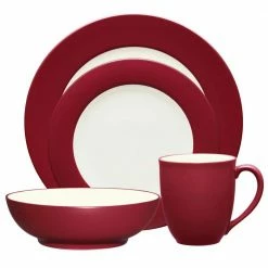 Colorwave Raspberry Red Stoneware Rim 4-Piece Place Setting (Service for 1) by Noritake
