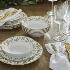 Holly and Berry Gold White Porcelain 12-Piece Dinnerware set (Service for 4) by Noritake 10 Holly and Berry Gold White Porcelain 12-Piece Dinnerware set (Service for 4) by Noritake -Cheap Noritake Store red white green gold noritake dinnerware sets 4173 12h a0 1000