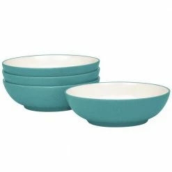 Colorwave 7 in. 22 (fl.oz.) Turquoise Stoneware Cereal Bowl/Soup Bowl (Set of 4) by Noritake