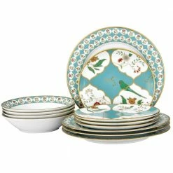 Lodi's Morning 12-Piece White Porcelain (White and Blue) Set (Service for 4) by Noritake