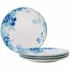 10.5 in. White/Blue Blossom Road White Porcelain Dinner Plates (Set of 4) by Noritake