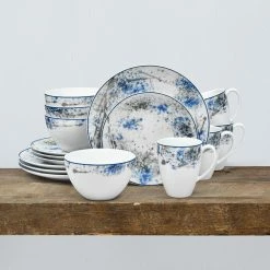 Blue Nebula 16-Piece Casual white/blue Porcelain Dinnerware Set (Service for 4) by Noritake -Cheap Noritake Store white blue noritake dinnerware sets 1721 16c 31 1000