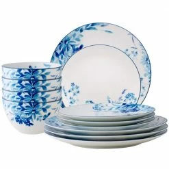 Blossom White/Blue Road White Porcelain 12-Piece Dinnerware Set (Service for 4) by Noritake