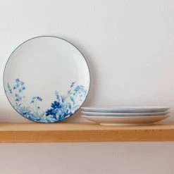 8.25 in. White/Blue Blossom Road White Porcelain Salad Plates (Set of 4) by Noritake -Cheap Noritake Store white blue noritake salad plates dessert plates 1732 405d 31 1000