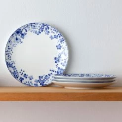 8.25 in. White/Blue Bloomington Road White Porcelain Salad Plates (Set of 4) by Noritake -Cheap Noritake Store white blue noritake salad plates dessert plates 1733 405d 31 1000