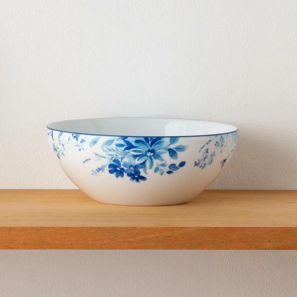 9 in., 32 oz. White/Blue Blossom Road White Porcelain Round Vegetable Bowl by Noritake 3 9 in., 32 oz. White/Blue Blossom Road White Porcelain Round Vegetable Bowl by Noritake - Image 3