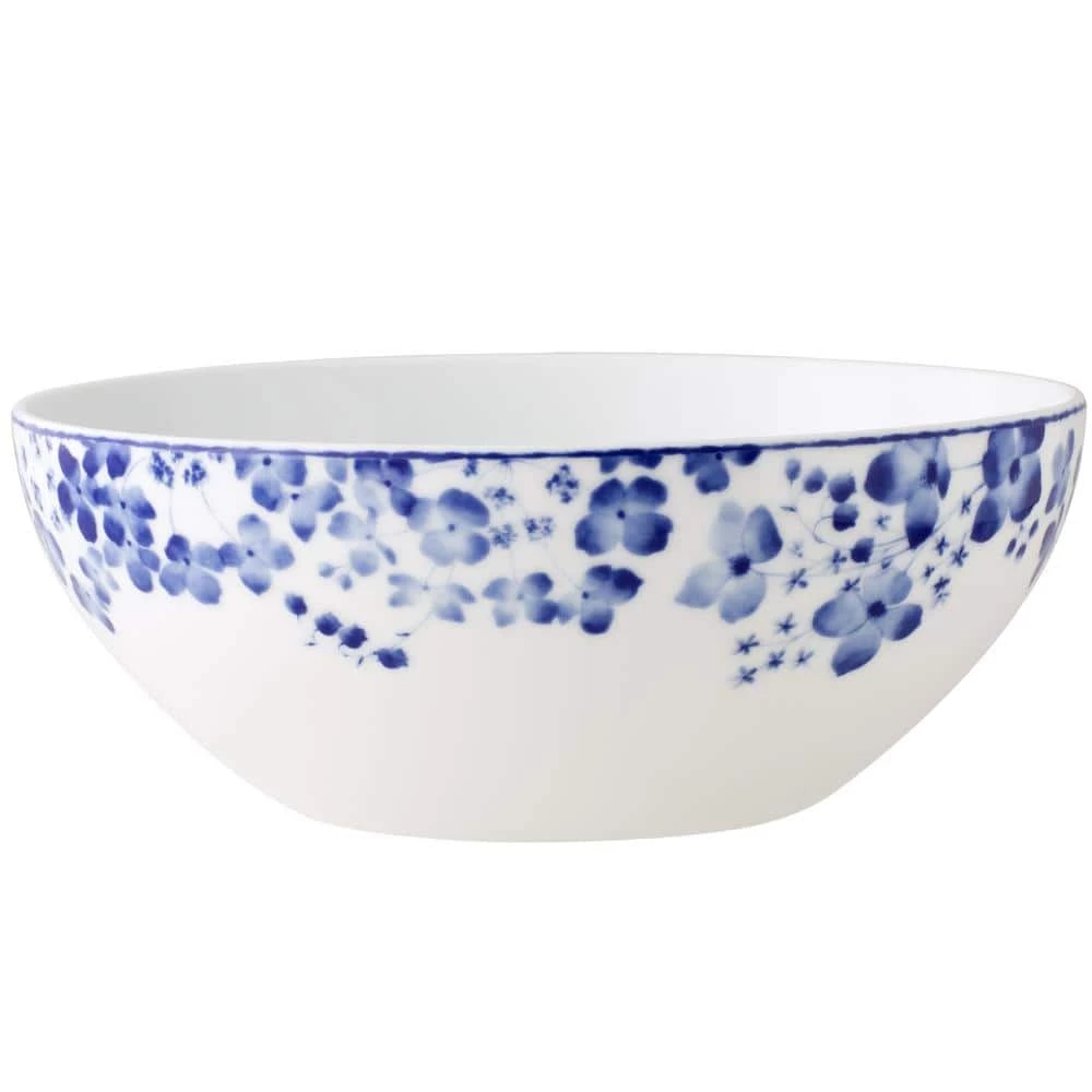9 in., 32 oz. White/Blue Bloomington Road White Porcelain Round Vegetable Bowl by Noritake 1 9 in., 32 oz. White/Blue Bloomington Road White Porcelain Round Vegetable Bowl by Noritake