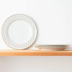 10 1/2 in. Gold White Eternal Palace Porcelain Dinner Plates (Set of 4) by Noritake -Cheap Noritake Store white gold noritake dinner plates 1728 406d 4f 1000