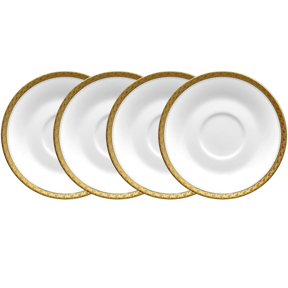 Charlotta Gold/White Porcelain Saucers (Set of 4) 6 in. by Noritake 1 Charlotta Gold/White Porcelain Saucers (Set of 4) 6 in. by Noritake