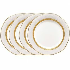 Charlotta Gold/White Porcelain Scalloped Accent Plates (Set of 4) 9 in. by Noritake