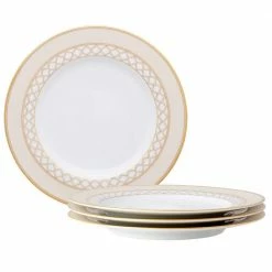 8 1/4 in. Gold White Eternal Palace Porcelain Salad Plates (Set of 4) by Noritake