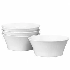 Conifere White Porcelain Cereal Bowls (Set of 4) 6 in., 18-1/2 oz. by Noritake