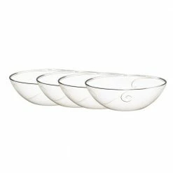Platinum Wave White/Platinum Porcelain Cereal Bowls (Set of 4) 7-3/4 in., 36 oz. by Noritake