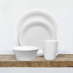 Conifere 4-Piece Casual white Porcelain Dinnerware Set (Service for 1) by Noritake -Cheap Noritake Store white noritake dinnerware sets 1708 04g fa 1000