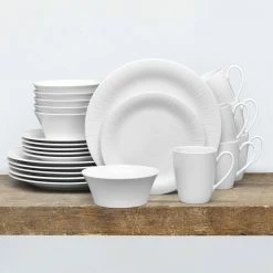 Conifere 24-Piece Casual white Porcelain Dinnerware Set (Service for 6) by Noritake -Cheap Noritake Store white noritake dinnerware sets 1708 24a fa 1000