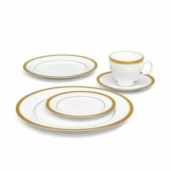Charlotta Gold/White Porcelain 5-Piece Place Setting by Noritake -Cheap Noritake Store white noritake dinnerware sets 1716 05e 44 1000