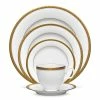 Charlotta Gold/White Porcelain 5-Piece Place Setting by Noritake