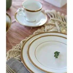 Charlotta Gold White Porcelain 60 Piece Dinnerware Set, Service for 12 by Noritake -Cheap Noritake Store white noritake dinnerware sets 1716 60a 4f 1000