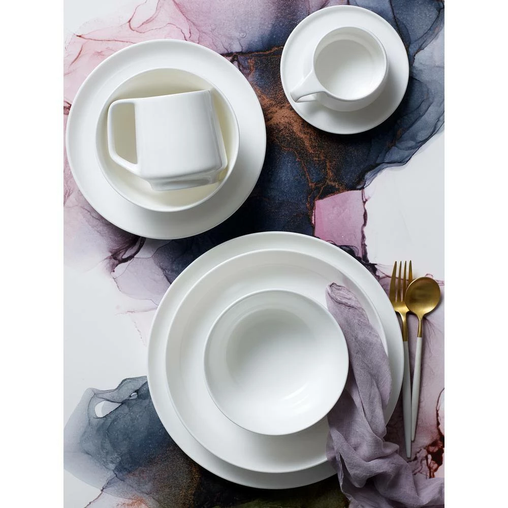 Marc Newson 8-1/4 in. White Bone China Salad Plates (Set of 4) by Noritake 2 Marc Newson 8-1/4 in. White Bone China Salad Plates (Set of 4) by Noritake - Image 2