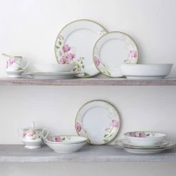 Poppy Place Porcelain 5.5 in. 4 oz. White & Pink Fruit Bowls (Set of 4) by Noritake -Cheap Noritake Store white pink gold noritake bowls 1737 408d 1f 1000