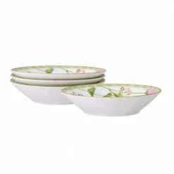 Poppy Place Porcelain 5.5 in. 4 oz. White & Pink Fruit Bowls (Set of 4) by Noritake