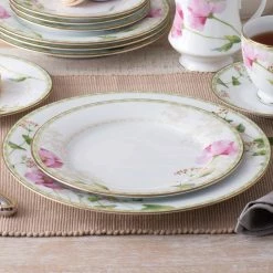 Poppy Place 8.25 in. White and Pink Porcelain Salad Plates (Set of 4) by Noritake -Cheap Noritake Store white pink gold noritake salad plates dessert plates 1737 405d fa 1000