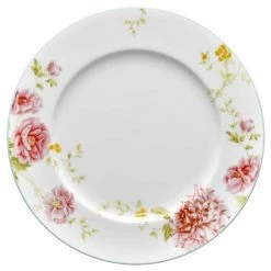 Peony Pageant White Bone China Dinner Plate 10-3/4 in. by Noritake