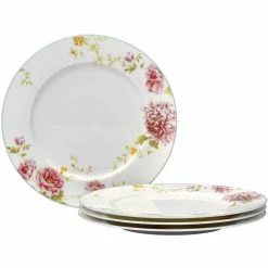 Peony Pageant White Bone China Dinner Plate 10-3/4 in. (Set of 4) by Noritake