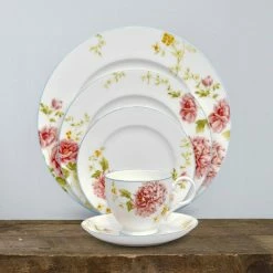 Peony Pageant White Bone China Saucer 6 in. by Noritake 6 Peony Pageant White Bone China Saucer 6 in. by Noritake -Cheap Noritake Store white pink noritake salad plates dessert plates 4963 403 4f 1000