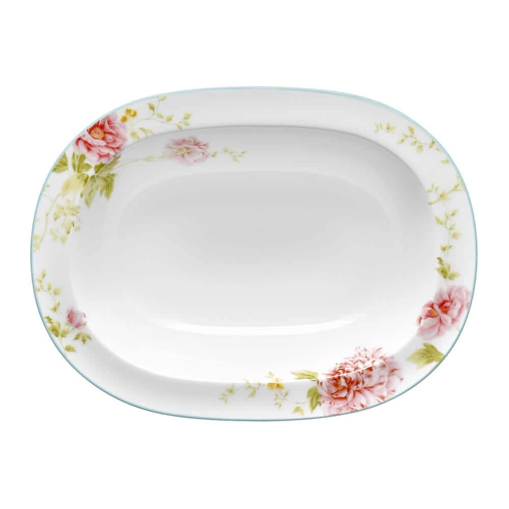 Peony Pageant White Bone China Oval Vegetable Bowl 24 oz. by Noritake 1 Peony Pageant White Bone China Oval Vegetable Bowl 24 oz. by Noritake