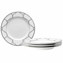 Eternal Palace White and Platinum, White Porcelain Set of 4 Bread and Butter/Appetizer Plates, 6-1/2 in. by Noritake