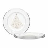Palace Christmas 8.5 in. Platinum White Bone Set of 4 Holiday Accent Plates by Noritake