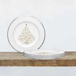 Palace Christmas 8.5 in. Platinum White Bone Set of 4 Holiday Accent Plates by Noritake -Cheap Noritake Store white platinum noritake salad plates dessert plates 4781 501d c3 1000